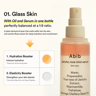 an open bottle of Abib Jericho Rose Mist Serum Glow Spray