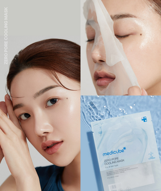 woman with medicube Zero Pore Cooling Mask on her face