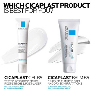 LA ROCHE-POSAY Cicaplast Gel B5 40mL and Cicaplast Balm B5 placed side-by-side