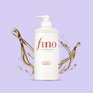 A bottle of Shiseido Fino Premium Touch Shampoo