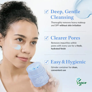 woman holding Dr. Althea pore refresh grinding cleansing balm