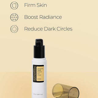 open bottle of COSRX Advanced Snail Peptide Eye Cream with overcap