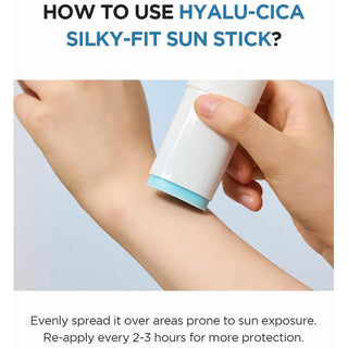 SKIN1004 Hyalu-Cica Silky-Fit Sun Stick applied on hand