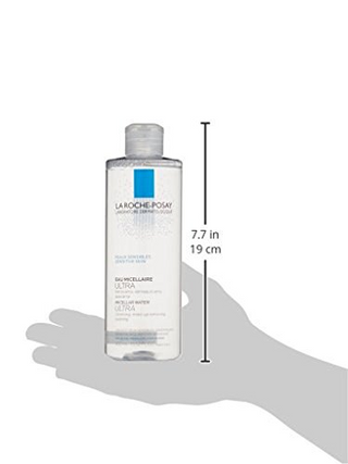 hand holding LA ROCHE-POSAY Oil Infused Micellar Water Ultra 400mL bottle