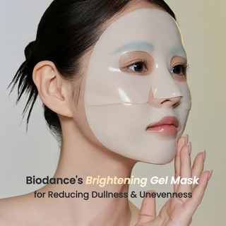 woman wearing BIODANCE Radiant Vita Niacinamide Real Deep Mask on her face