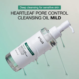 pump bottle of Anua Heartleaf Pore Cleansing Oil
