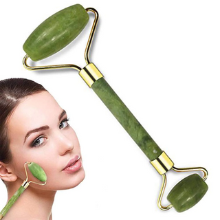 Jade Roller Facial Tool on a woman's face
