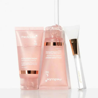 2 tubes of Collagen Night Wrapping Mask with a mask brush