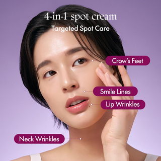 woman applying PURITO SEOUL Timeless Bloom Retinol Spot Cream on her cheek