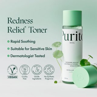 a bottle of PURITO SEOUL Wonder Releaf Centella Unscented Toner