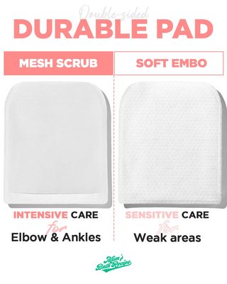 Two durable pads with mesh scrub and soft embossed sides