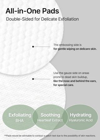 double sides of celimax Ji Woo Gae Heartleaf BHA Peeling Pad close-up