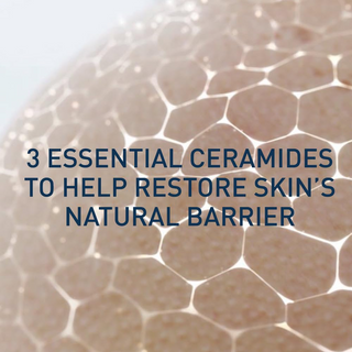 Text written on a close-up of skin's natural barrier with hexagonal pattern