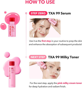 woman showing how to use APRILSKIN TXA Niacinamide Toning Shot 99 Serum