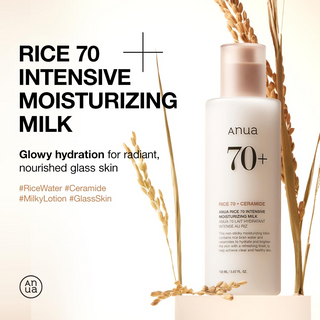 150 ml bottle of ANUA Rice 70 Intensive Moisturizing Milk