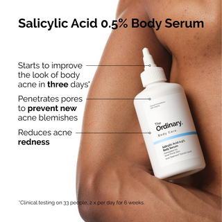 a bottle of The Ordinary Salicylic Acid 0.5% Body Care Serum