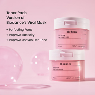 BIODANCE Collagen Gel Toner Pads containers placed on top of each other