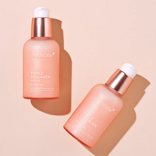 two bottles of medicube triple collagen serum
