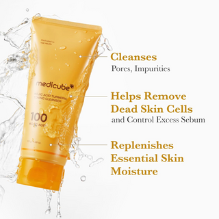 medicube Kojic Acid Turmeric Toning Cleanser drenched in water