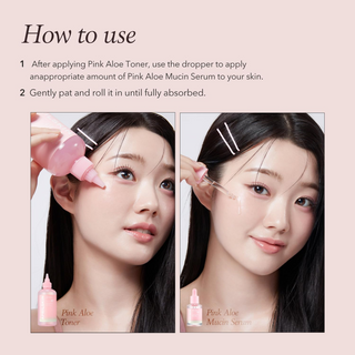 woman applying APRILSKIN Pink Aloe Mucin Serum on her face