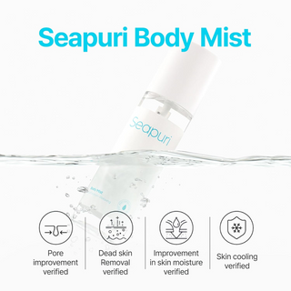 Seapuri Body Mist bottle half drowned in water