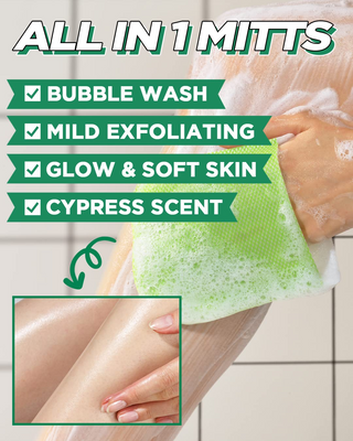 leg being scrubbed by Mom’s Bath Recipe Body Peeling Pad Original