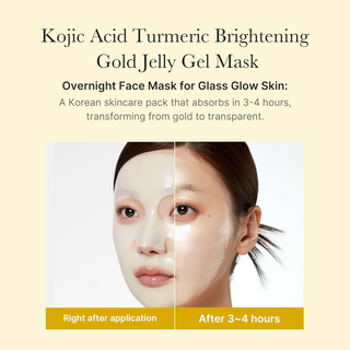 woman wearing medicube Kojic Acid Turmeric Brightening Gel Mask