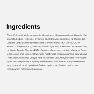 medicube Kojic Acid Turmeric Pads ingredients list