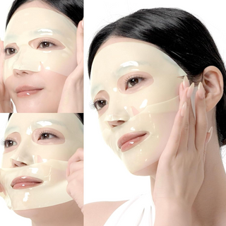 woman applying medicube Kojic Acid Turmeric Brightening Gel Mask on her face