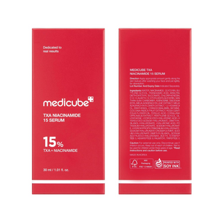 front and back side box packaging of medicube TXA+Niacinamide 15% Serum