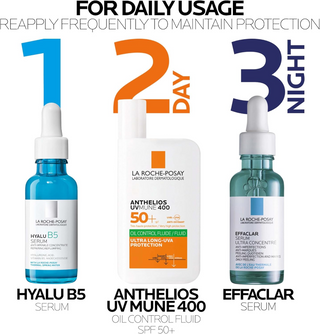 LA ROCHE-POSAY skincare products with usage instructions