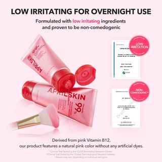 two tubes of APRILSKIN TXA Niacinamide 99 Overnight Wrapping Mask with brush