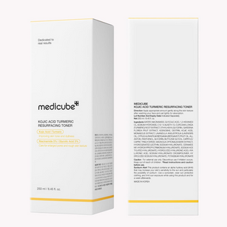 front and back side box packaging of medicube Kojic Acid Turmeric Resurfacing Toner