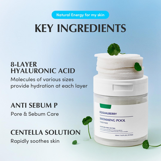 EQQUALBERRY Swimming Pool Toner Pads product with key ingredients listed