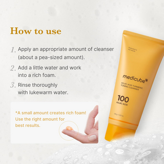medicube Kojic Acid Turmeric Toning Cleanser with instructions to use