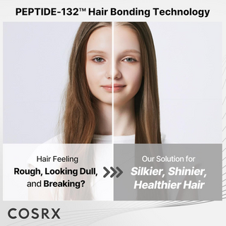 before and after comparision of using COSRX PEPTIDE 132 Hair Bond Repair Treatment