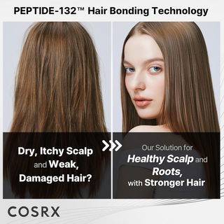 side-by-side comparison of damaged hair and healthy hair