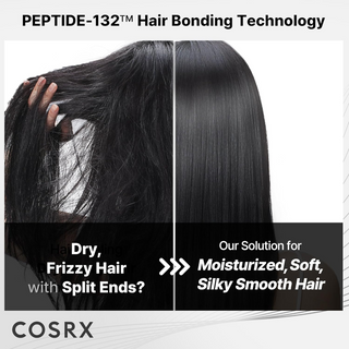 before and after comparison of hair highlighting hair bonding technology.