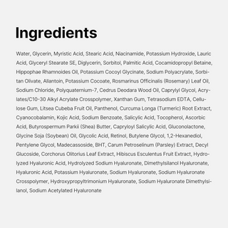 medicube Kojic Acid Turmeric Toning Cleanser ingredients list