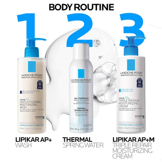 LA ROCHE-POSAY Thermal Spring Water 150 g placed in sequence for body routine