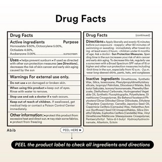 drug facts of Abib Airy Sunstick Smoothing Bar written