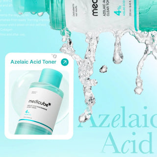 Medicube Azelaic Niacinamide Clear Toner 4% bottle drenched in product