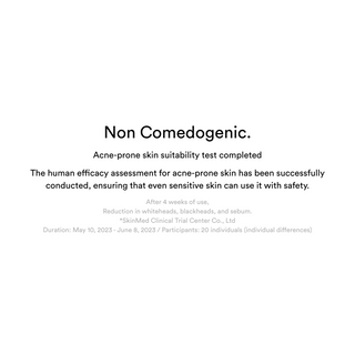 non comedogenic acne-prone skin suitability test completed