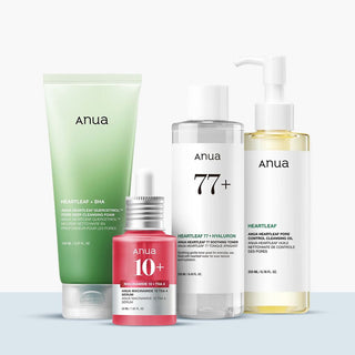 Anua Glass Skin Essential Set, Your 4-Step Routine to Radiant, Poreless Skin | Full-Size Kit Anua
