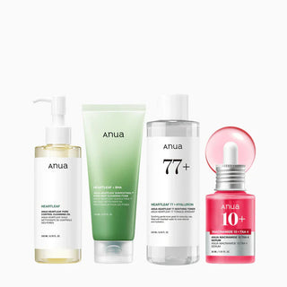 Anua Glass Skin Essential Set, Your 4-Step Routine to Radiant, Poreless Skin | Full-Size Kit Anua