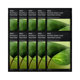 multiple packagings of Abib Gummy Sheet Mask Heartleaf Sticker