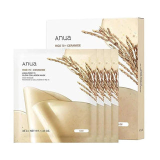 Anua Rice 70+ Ceramide Glow Collagen Mask (38g x 4 Packs) Anua