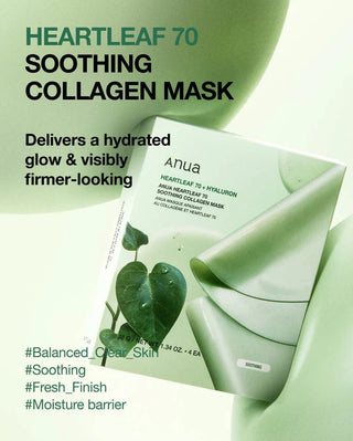 Anua Heartleaf 70+ Hyaluron Soothing Collagen Mask (38g x 4 Packs) Anua