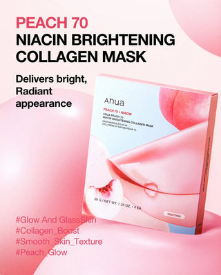 Anua Peach 70+ Niacin Brightening Collagen Mask (38g x 4 Packs) Anua
