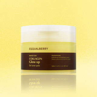 a 140mL jar of EQQUALBERRY Collagen Glow Up Gel Toner Pads